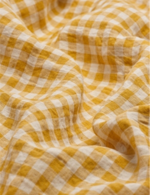 Shop Piglet In Bed Honey Gingham Gingham-pattern Double Linen Duvet Cover