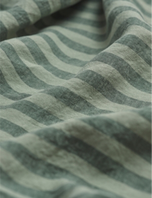 Shop Piglet In Bed Green Pembroke Stripe-pattern Double Linen Duvet Cover
