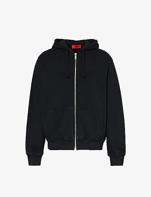 424: Zip-up brand-embroidered cotton-jersey hoody
