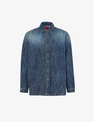 Shop 424 Men's Stone Faded-wash Relaxed-fit Denim Shirt