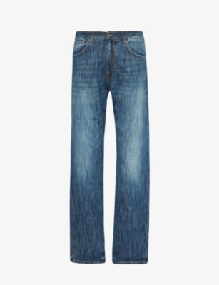 424 Mens Stone Washed Faded-wash Straight-leg Jeans In Stone Washed