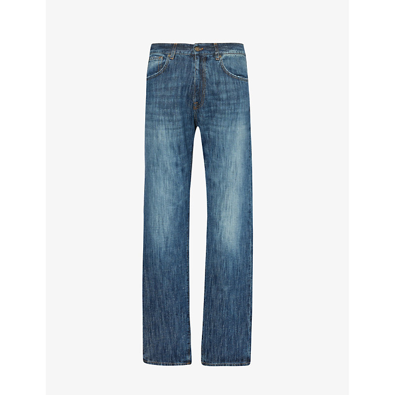 Shop 424 Men's Stone Washed Faded-wash Straight-leg Jeans