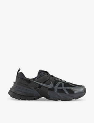 Shop Nike Womens Black Dark Smok V2k Run Mesh And Woven Mid-top Trainers