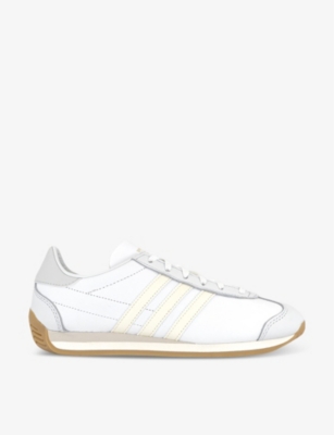 Shop Adidas Originals Adidas Women's White Offwhite Country Og Brand-stamp Leather Low-top Trainers