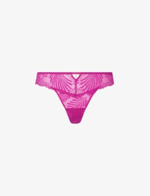 Aubade Womens Radiant Pink Rhythm Of Desire Mid-rise Stretch-lace Thong
