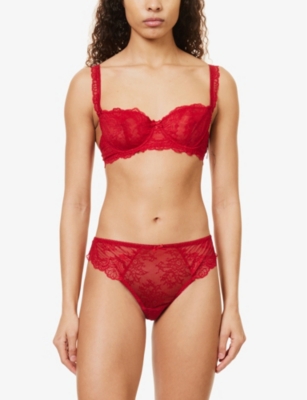 Aubade Womens Irresistible Red Danse Des Sens Mid-rise Stretch-lace Thong In Irresistible Red