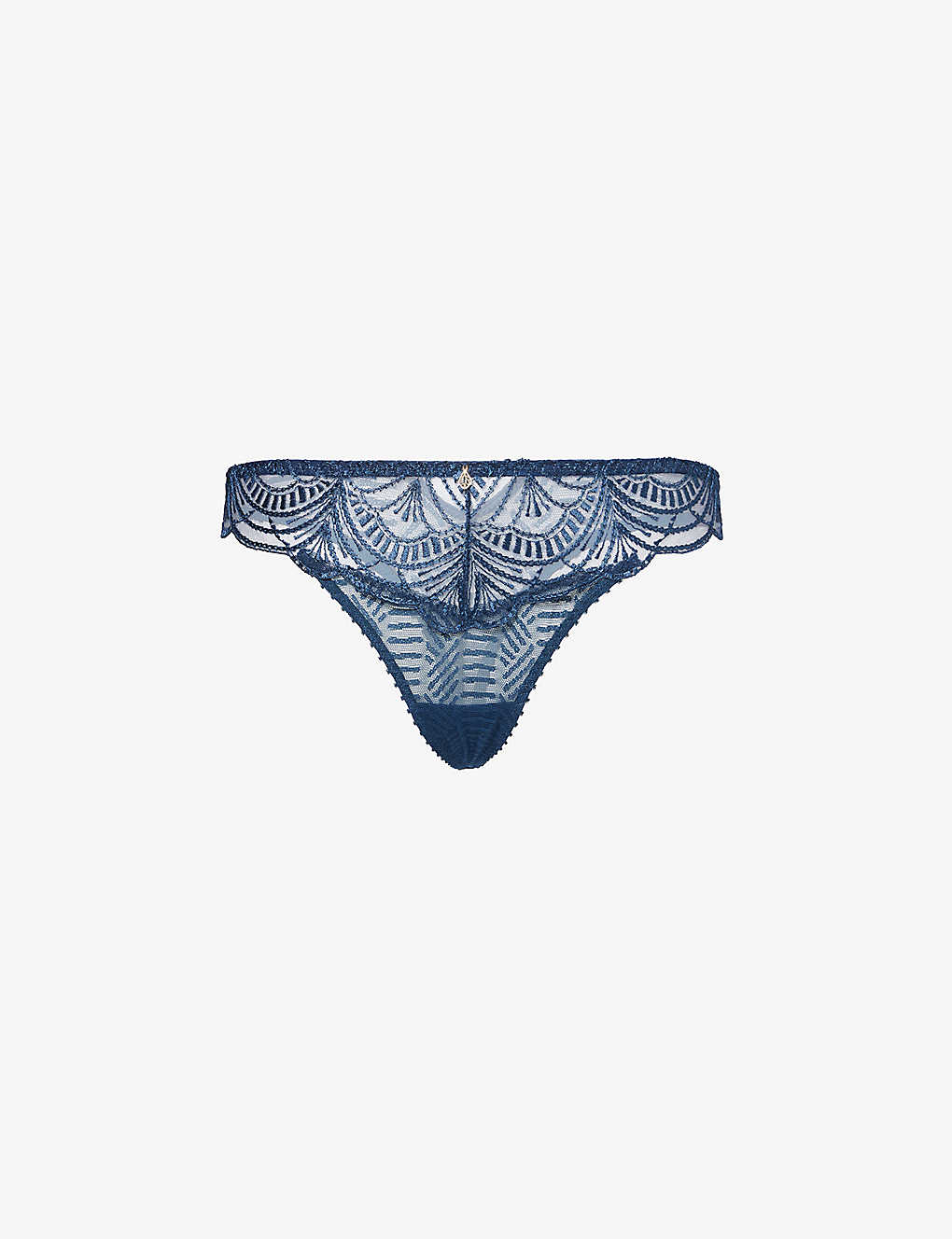 Shop Aubade Embroidered Mid-rise Stretch-lace Briefs In Dark Cyan