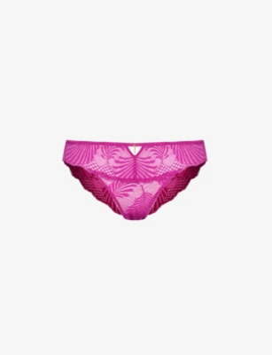 Aubade Womens Radiant Pink Rhythm Of Desire Mid-rise Stretch-lace Briefs