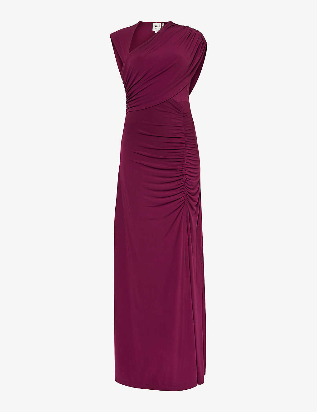 Herve Leger Sleeveless Ruched Matte Jersey Gown In Sangria