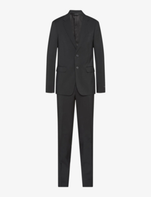 Prada Mens Black Single-breasted Slim-fit Wool Suit
