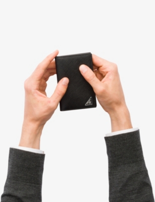 Logo-plaque leather bifold wallet