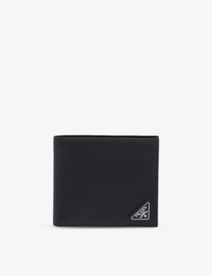 PRADA: Logo-plaque small leather wallet
