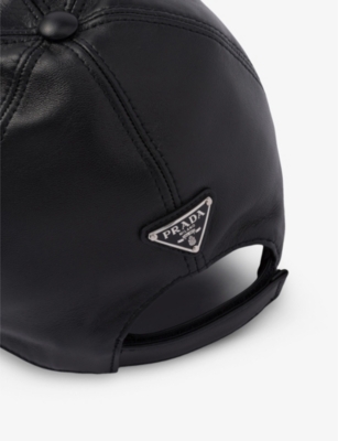 PRADA: Logo-plaque leather baseball cap
