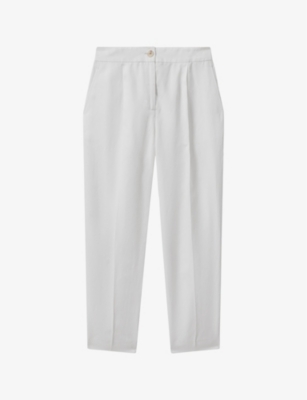 REISS: Farrah tapered-fit high-rise linen-blend trousers