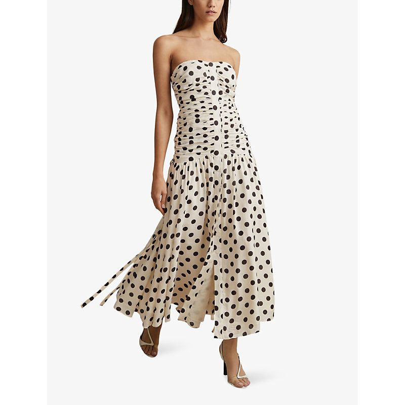 Shop Reiss Women's White/black Rue Polka-dot Woven Maxi Dress