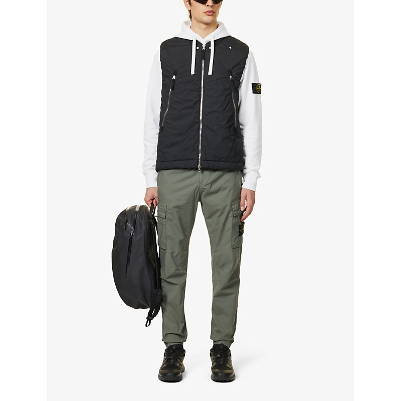 Shop Stone Island Stellina Logo-embroidered Stretch-woven Gilet In Black
