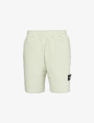 Shop Stone Island Men's Pistachio Circular Brand-patch Cotton-jersey Shorts