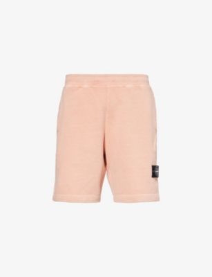 STONE ISLAND: Circular brand-patch cotton-jersey shorts