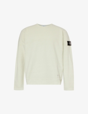 Stone Island Mens Pistachio Logo-badge Relaxed-fit Cotton-jersey Sweatshirt