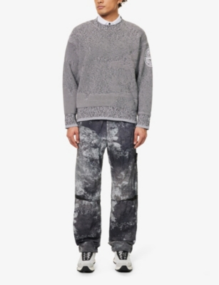 Shop Stone Island Dissolve Camouflage-pattern Shell Trousers In Grey