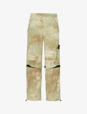 Shop Stone Island Men's Natural Beige Dissolve Camouflage-pattern Shell Trousers