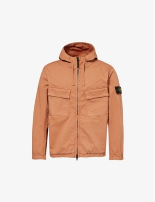 STONE ISLAND: Logo-badge drawstring-hood stretch-cotton jacket