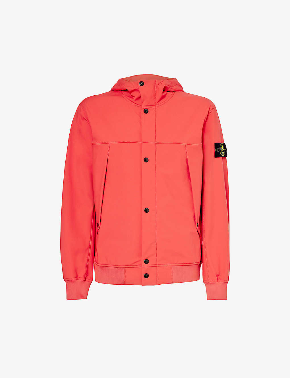 Stone Island Mens Red Logo-badge Funnel-neck Stretch-woven Hooded Jacket