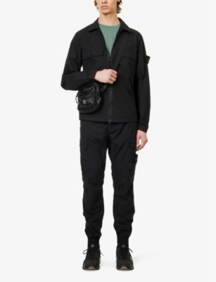 Stone Island Mens Black Ripstop Brand-patch Stretch-cotton Regular-fit Overshirt In Black