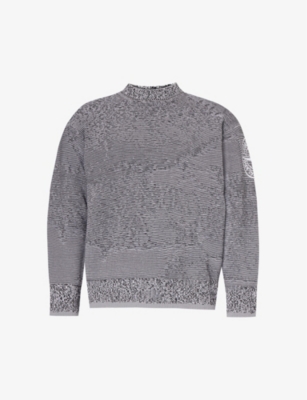 STONE ISLAND Brand embroidered contrast knit cotton blend jumper Selfridges