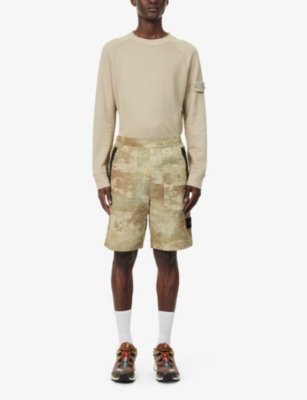 Shop Stone Island Men's Natural Beige Dissolve Camouflage-pattern Shell Shorts