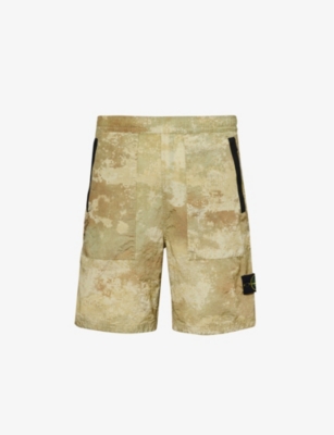 Shop Stone Island Men's Natural Beige Dissolve Camouflage-pattern Shell Shorts
