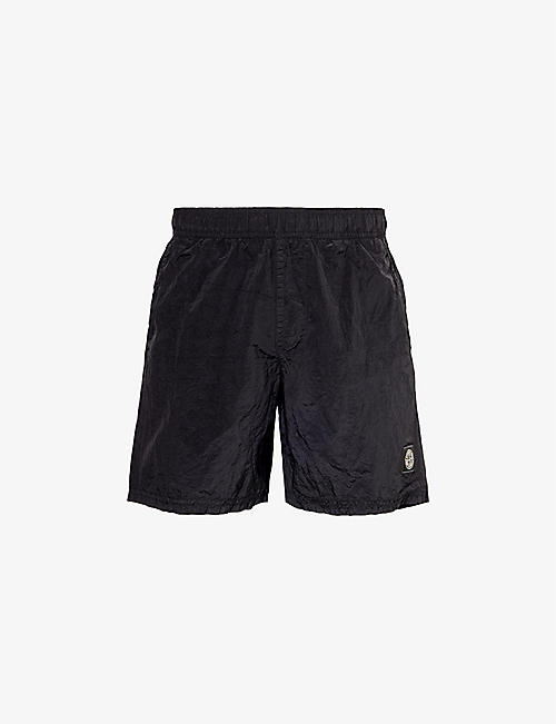 STONE ISLAND: Logo-appliqué elasticated-waist swim shorts