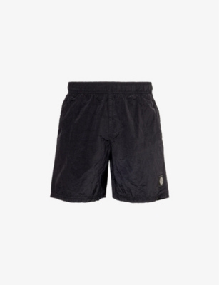 Stone Island Mens Black Logo-appliqué Elasticated-waist Swim Shorts