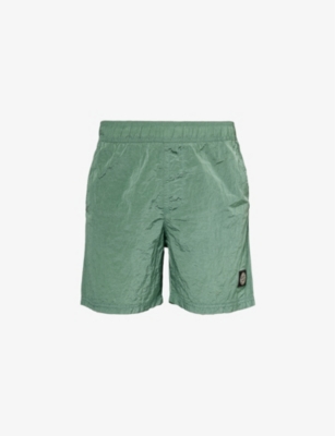 Stone Island Mens Light Green Logo-appliqué Elasticated-waist Swim Shorts