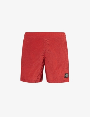 STONE ISLAND: Logo-appliqué elasticated-waist swim shorts