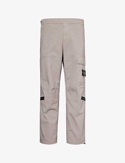 STONE ISLAND: Cargo-pocket elasticated-waist stretch-cotton trousers