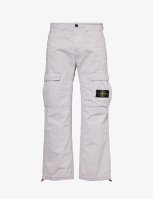STONE ISLAND: Brand-badge relaxed-fit cotton cargo trousers