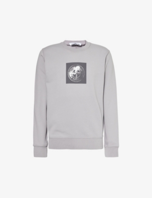 STONE ISLAND: Compass graphic-print cotton-jersey sweatshirt