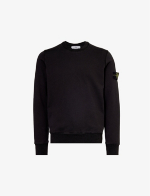 STONE ISLAND: Brand-patch crewneck cotton-jersey sweatshirt