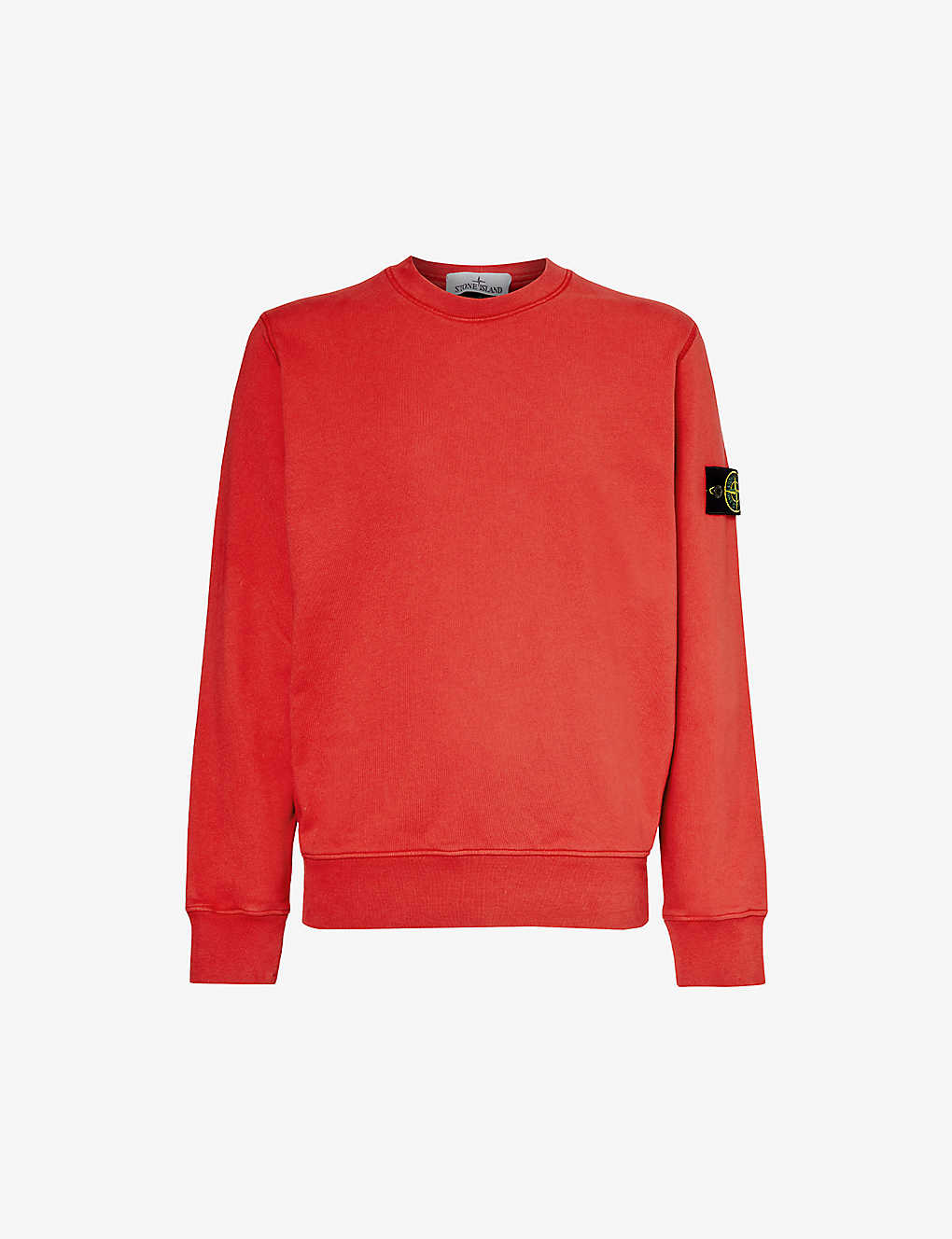 Stone Island Mens Red Brand-patch Crewneck Cotton-jersey Sweatshirt