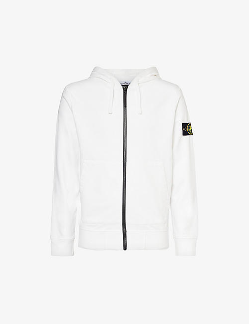 STONE ISLAND: Brand-badge slip-pocket cotton-jersey hoody