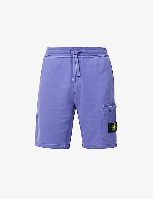 STONE ISLAND: Brand-patch elasticated-waistband cotton-jersey shorts