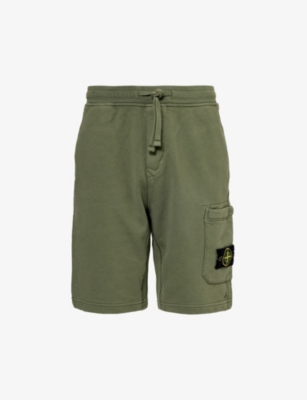STONE ISLAND: Brand-patch elasticated-waistband cotton-jersey shorts