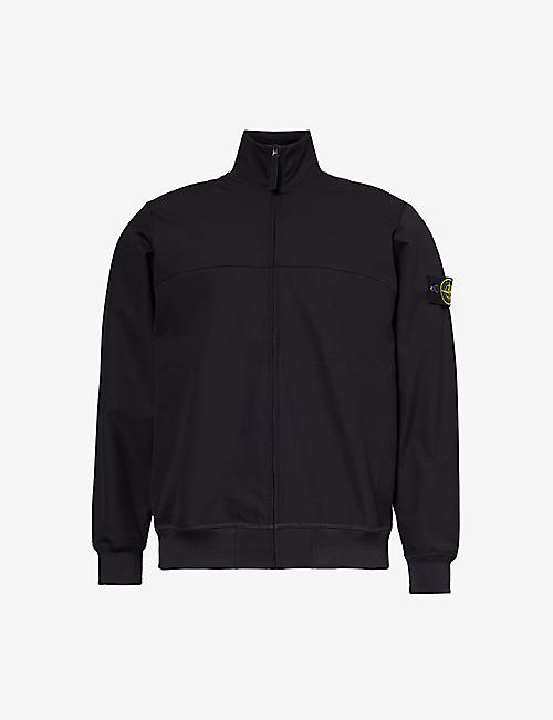 STONE ISLAND: Branded-badge funnel-neck stretch-woven jacket