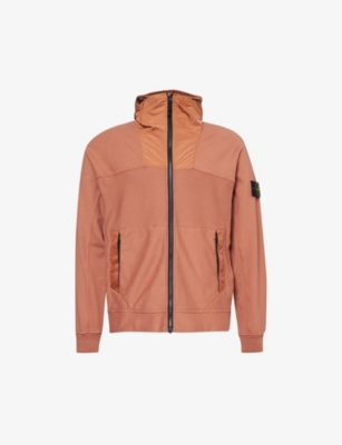 STONE ISLAND: Hybrid contrast-panel cotton-jersey hoody