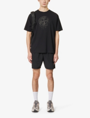 Shop Stone Island Men's Black Compass Graphic-print Cotton-jersey T-shirt