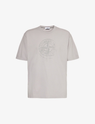 Stone Island Mens Dust Compass Graphic-print Cotton-jersey T-shirt In Grey