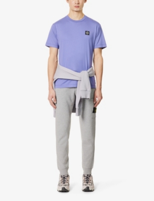 Shop Stone Island Men's Lavender Crewneck Brand-patch Cotton-jersey T-shirt In Purple