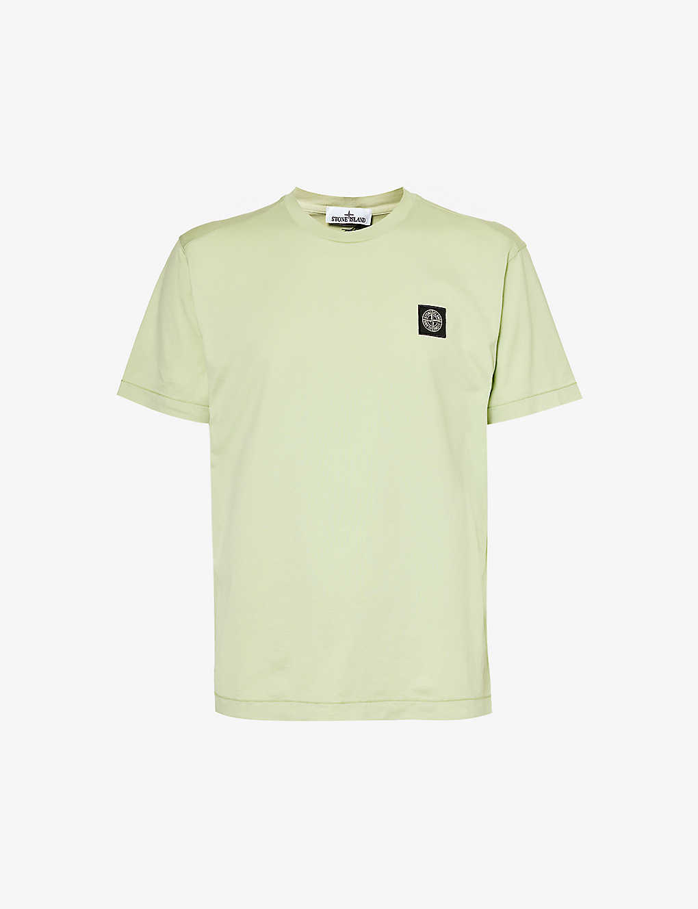 Shop Stone Island Men's Pistachio Crewneck Brand-patch Cotton-jersey T-shirt In Green