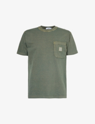 STONE ISLAND: Crewneck brand-patch cotton-jersey T-shirt